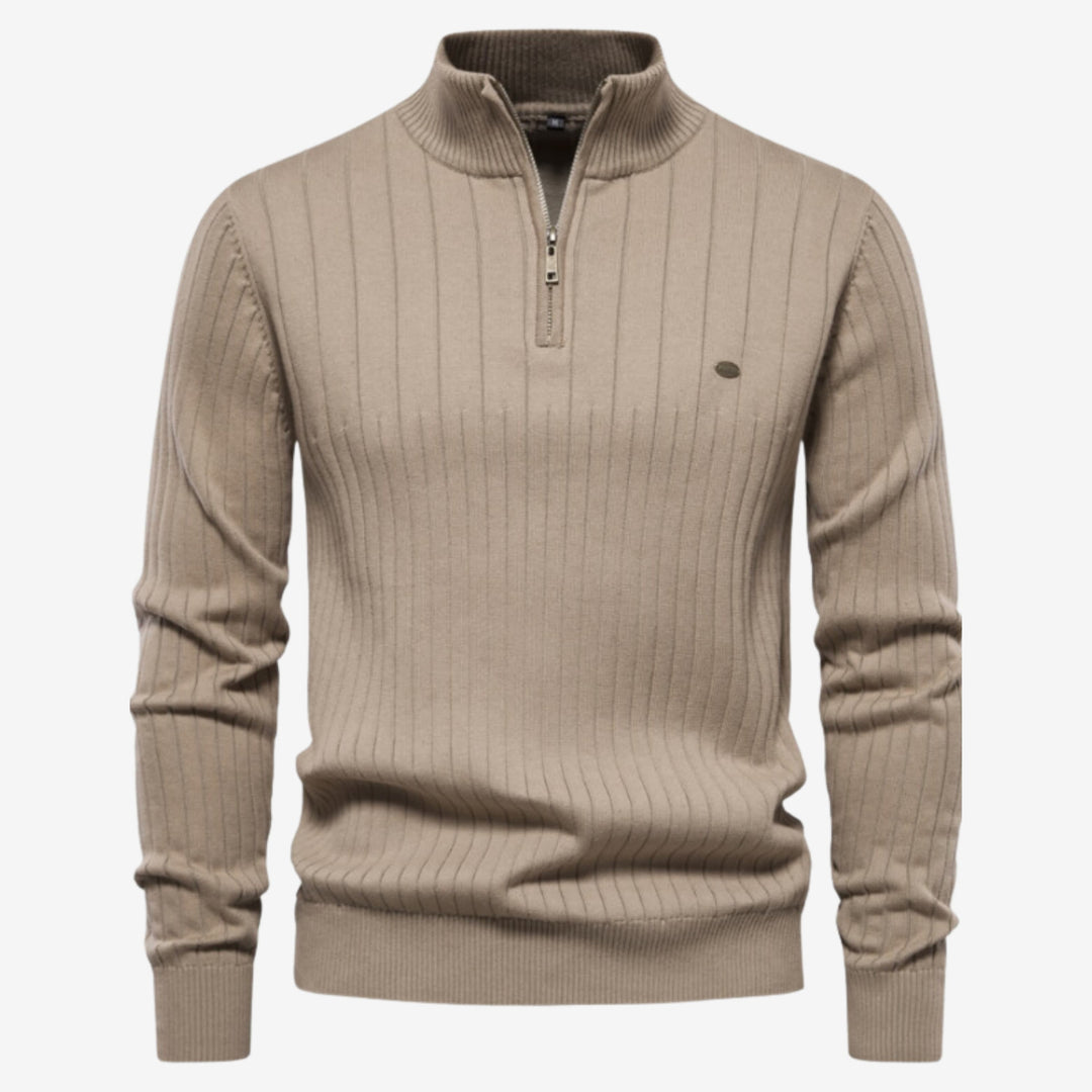 Rico | Muscle Fit Lässig gerippter Pullover